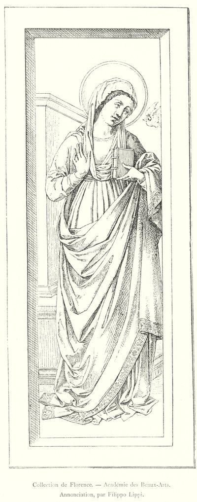 Verzameling van Florence, Academie voor Schone Kunsten, Aankondiging, door Filippo Lippi (gravure) door Italian School