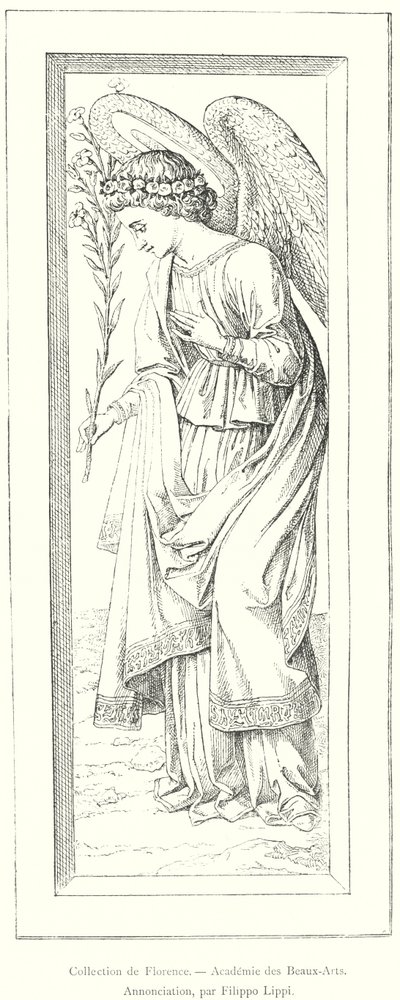 Collectie van Florence, Academie voor Schone Kunsten, Annunciatie, door Filippo Lippi (gravure) door Italian School