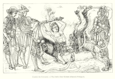 Gevecht van de Centauren, facsimile van een gravure van Antonio Pollajuolo (gravure) door Italian School