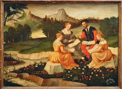 Concert in het land: Het lied ... (schilderij op doek) door Italian School