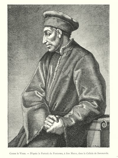 Cosme de Oude, naar het portret van Pontormo, in San Marco, in de cel van Savonarole (gravure) door Italian School