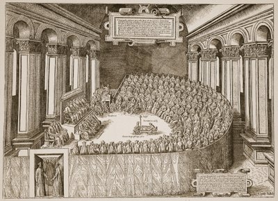 Raad van Trente, 1563, uit een ets gepubliceerd in Venetië in 1565, illustratie uit De Kerk van Engeland: Een Geschiedenis voor het Volk door H.D.M. Spence-Jones door Italian School