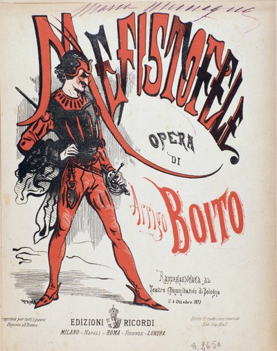 Omslag van de partituur van Mefistofele opera door Arrigo (Enrico) Boito. door Italian School