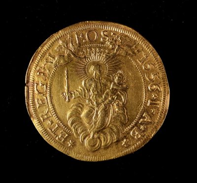Munt van de Republiek Genua: 12,5 gouden doppie munt. Diam. 61 mm. 1656. Achterkant. Genua Musei di Strada Nuova (inv. 6453) door Italian School