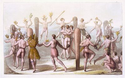 Dansen van de inheemse bewoners van Virginia, ca. 1820 door Italian School