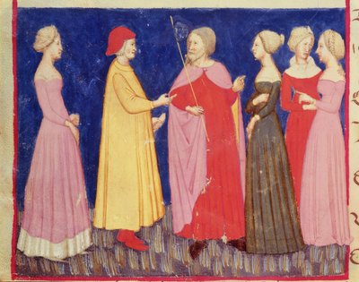 Dante en Beatrice in het paradijs, uit De goddelijke komedie door Dante Alighieri door Italian School