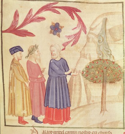 Dante en Vergilius in het aardse paradijs, uit De goddelijke komedie door Dante Alighieri door Italian School