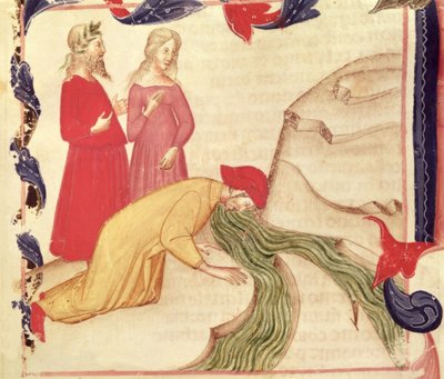 Dante zuivert zichzelf voordat hij het paradijs binnengaat, uit De goddelijke komedie door Dante Alighieri door Italian School