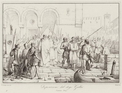 Aftreden van Doge Galla, 750 door Italian School