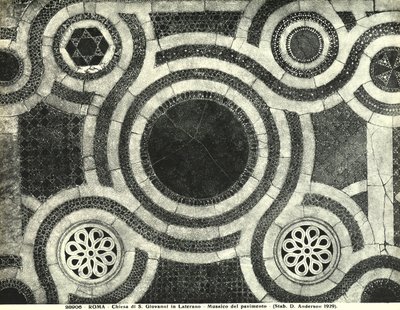 Detail van de Cosmateske vloer van de Basiliek van San Giovanni in Laterano, Rome (mozaïek) door Italian School