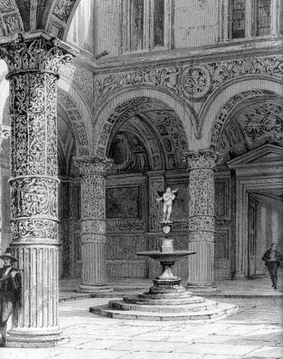 Detail van de Binnenplaats van het Palazzo Vecchio door Italian School