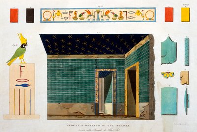 Details van een kamer in een piramide in Abusir, Egypte, gegraveerd door Girolamo Segato door Italian School