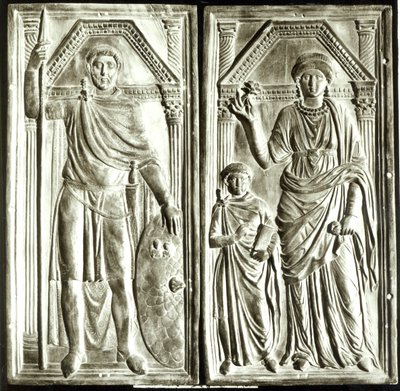 Diptiek met Stilicho (ca. 365-408), Serena en Eucharius door Italian School