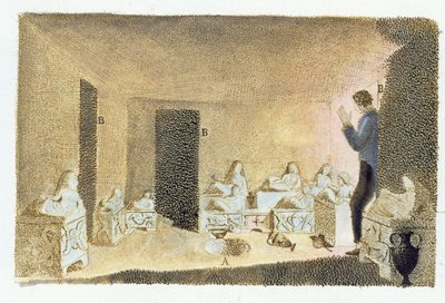 Ontdekking van Etruskische graven, illustratie uit Monumenti Etruschi door Francesco Inghirami, gepubliceerd in Fiesole, 1825 door Italian School