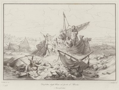 Nederlaag van de Hunnen bij de haven van Albiola, 903 door Italian School