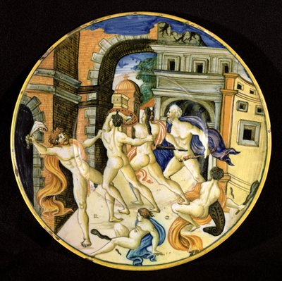Schotel met afbeelding van Samson en de Filistijnen, Pesaro Werkplaats door Italian School