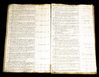 Dubbele pagina van een rekeningenregister van de Priuli-familie van de Venetiaanse adel, rijke handelaren met het Oosten door Italian School