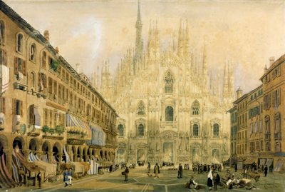 Duomo-plein en kathedraal in Milaan. 1811 door Italian School