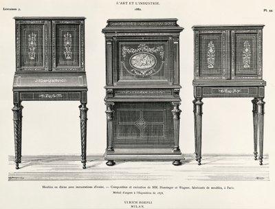 Ebbenhouten meubels door Hunsinger en Wagner, Parijs, illustratie uit L