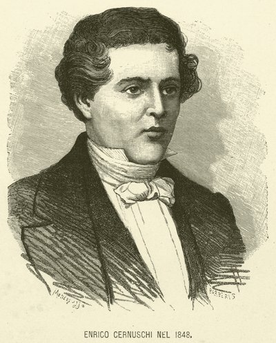 Enrico Cernuschi Nel 1848 (gravure) door Italian School