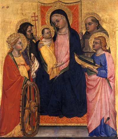 Madonna en Kind op de troon met vier heiligen, c.1400 door Italian School
