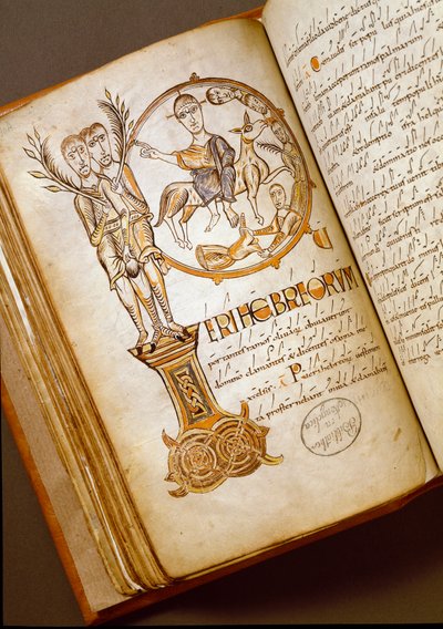 Intocht in Jeruzalem Manuscript van de Bolognese school. (MS.123-Foglio 54 v) 11e eeuw Rome, Biblioteca Angelica door Italian School