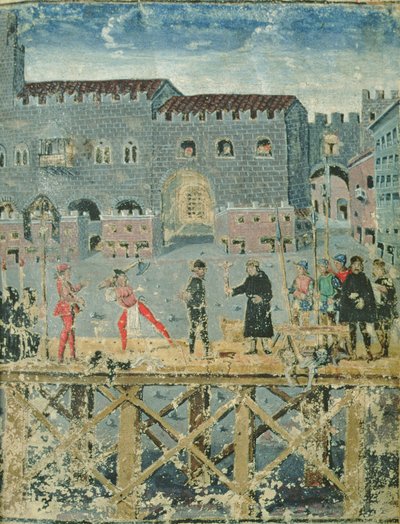 Executie in Ferrara, uit het Livre des Condamnés par la Justice door Italian School