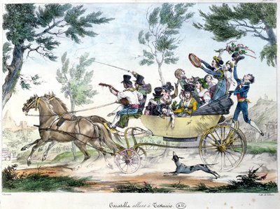 Expeditie naar Testaccio, nabij Rome, in een caratella, ca. 1830 door Italian School