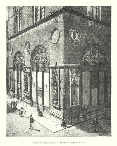 Gevel van Orsanmichele, gezien vanaf de hoek van de Corso (gravure) door Italian School