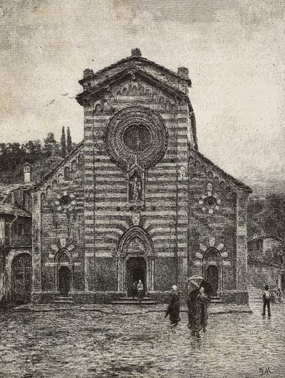 Gevel van de kathedraal van Bellano, Comomeer door Italian School