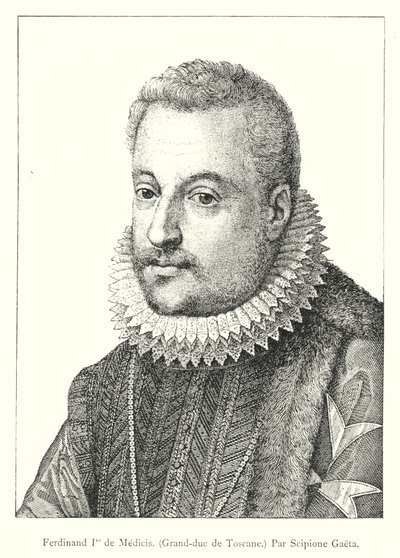 Ferdinand I de Medici, groothertog van Toscane, door Scipione Gaeta (gravure) door Italian School