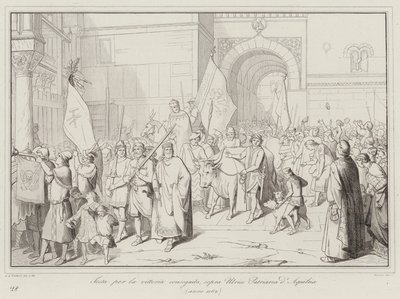 Feest voor de behaalde overwinning, boven Ulrico Patriarch van Aquileia door Italian School