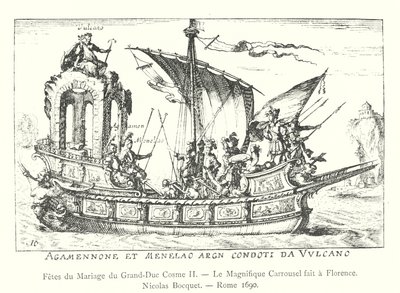 Feesten van het huwelijk van groothertog Cosimo II, de prachtige carrousel gehouden in Florence, Nicolas Bocquet, Rome 1690 (gravure) door Italian School