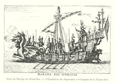Feesten van het huwelijk van de Groothertog, De expeditie van de Argonauten, Verovering van het Gulden Vlies (gravure) door Italian School