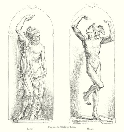 Beeldjes van de Sokkel van Perseus, Jupiter, Mercurius door Italian School