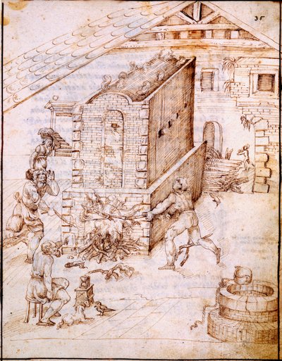 Vroegere oven stoken, ca. 1630s door Italian School