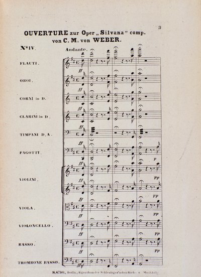 Eerste pagina van de ouverture voor de opera 