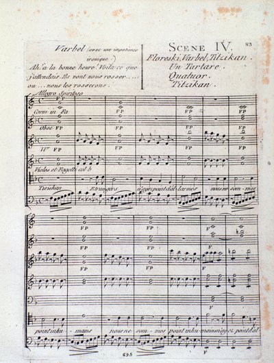 Eerste pagina van Bladmuziek van Lodoiska (scène 4), opera door Luigi Cherubini door Italian School