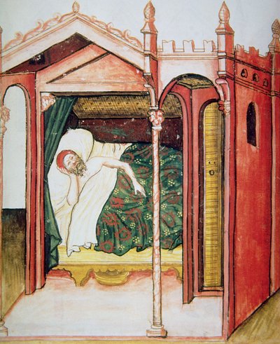 De slapeloze, illustratie uit Tacuinum Sanitatis Codex Vindobonensis door Italian School