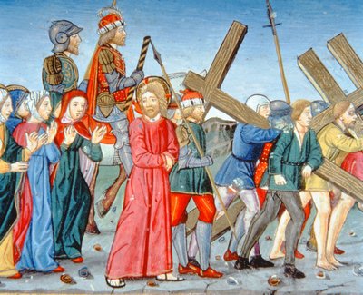 Fol.116v Christus wordt naar Calvarie geleid door Italian School