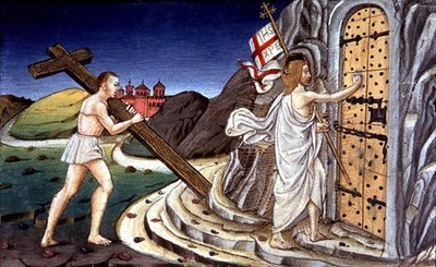Fol.125va Na zijn dood leidt Christus de zielen van de rechtvaardigen naar het Paradijs door Italian School
