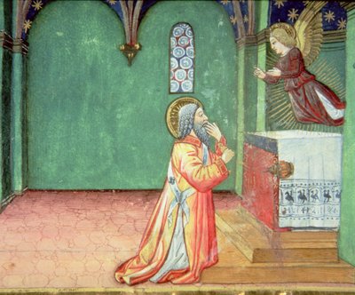 Fol.142r Een engel verschijnt aan Zacharias in de tempel door Italian School
