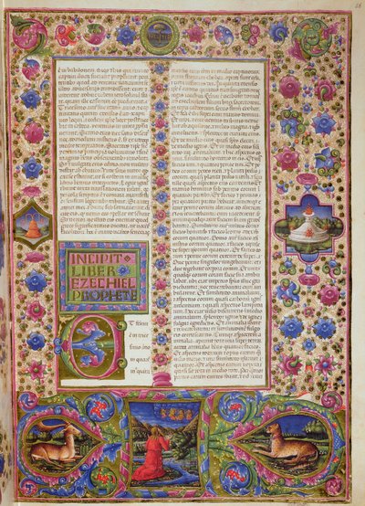 Fol.56r Opening van het Boek van Ezechiël, uit de Borso d
