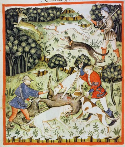 Gazelle jagen, illustratie uit Tacuinum Sanitatis Codex Vindobonensis door Italian School