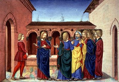 Christus kondigt aan dat de ziekte van Lazarus niet fataal is door Italian School