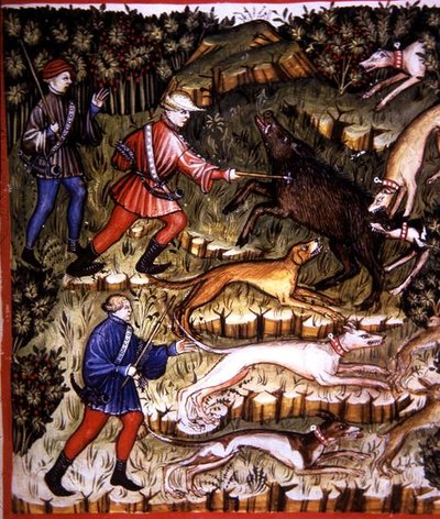 Fol.96r Jacht op Dieren, illustratie uit 