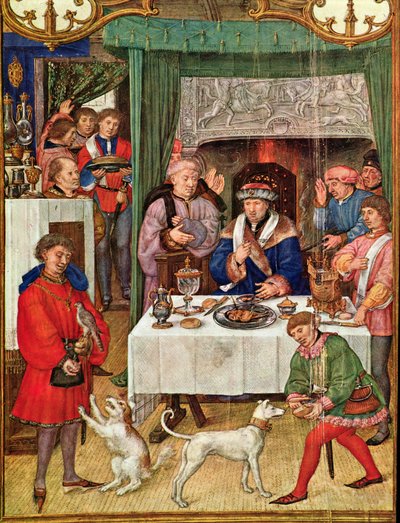 De maand januari: rijke heer aan tafel, uit Breviarium Grimani door Italian School