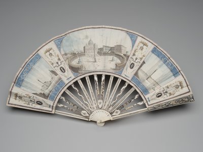 Vouwwaaier met uitzichten op de monumenten van Rome, ca. 1780-90 door Italian School