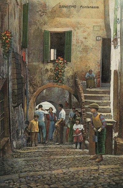 Fontanassa, San Remo, Italië (kleurenlitho) door Italian School