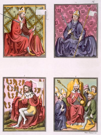 Vier figuren uit de geschiedenis van het Heilige Roomse Rijk, ca. 1820-30 door Italian School